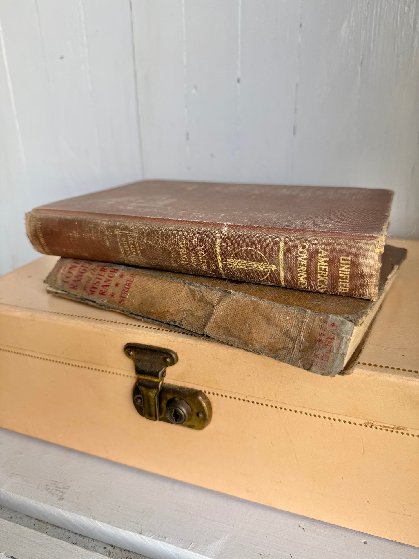 Set of 2 Maroon Old Books