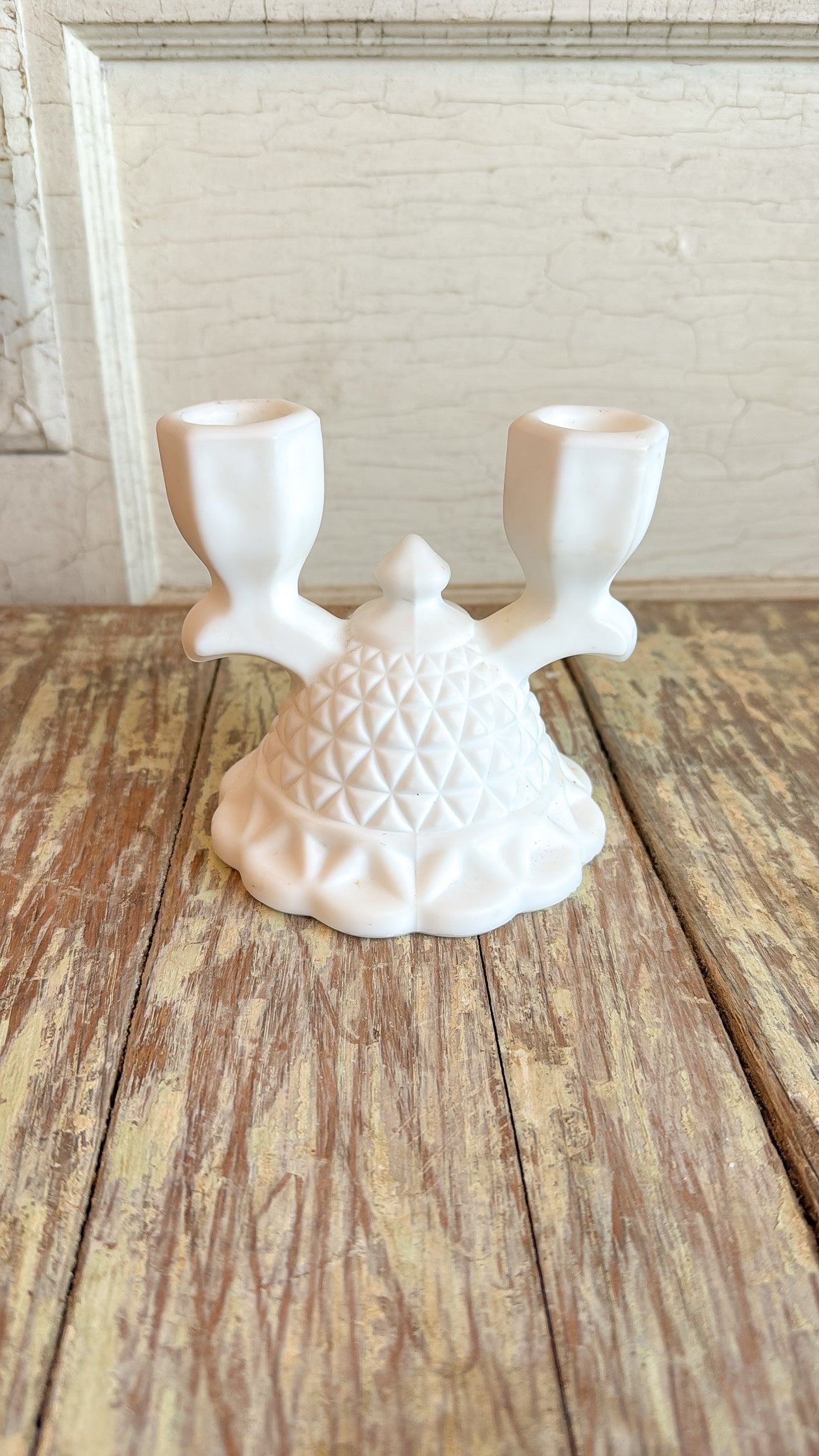 Milk Glass Double Candlestick