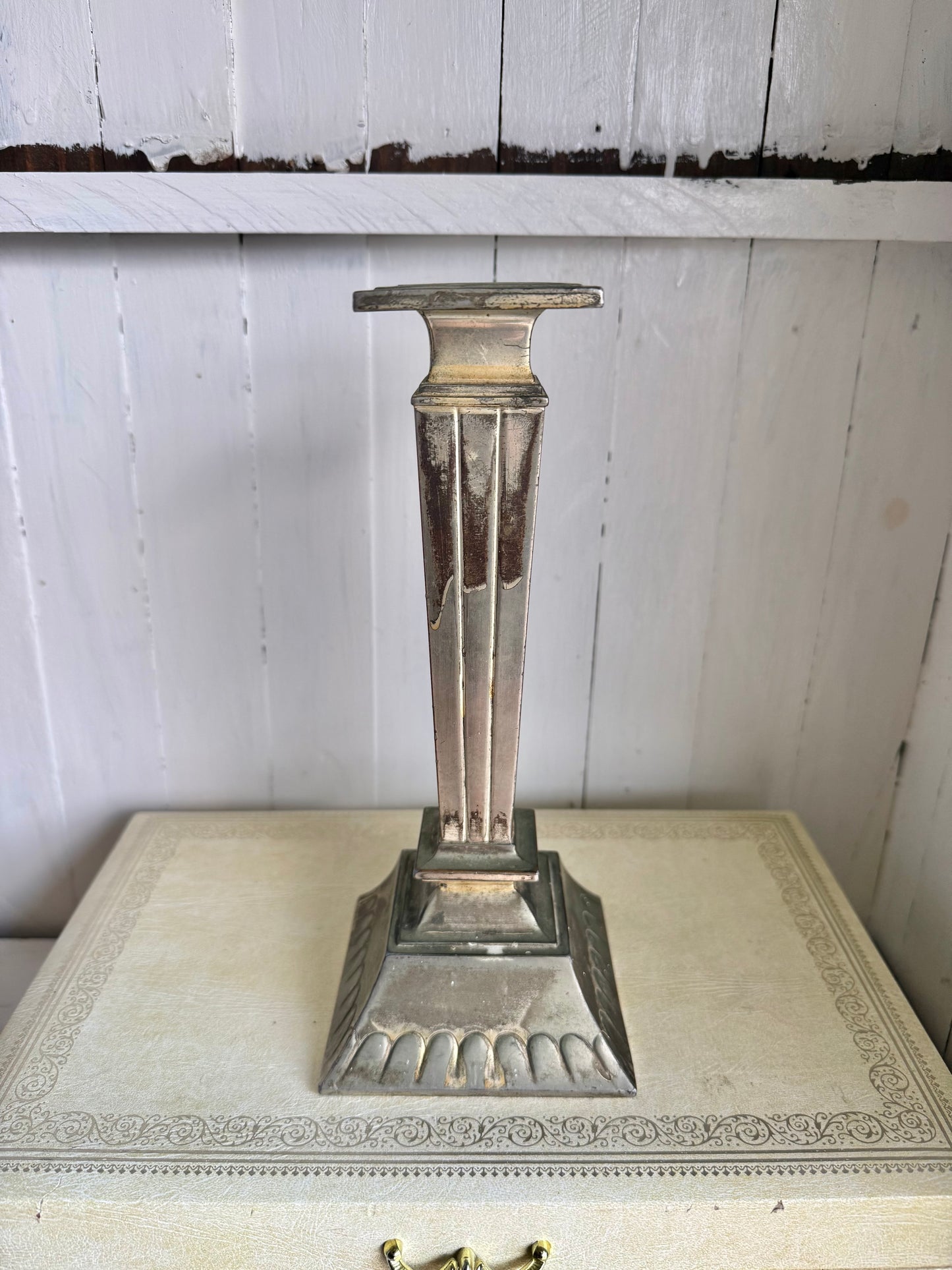 9.5” Tall Pewter/Silver Candlestick