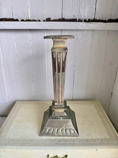 9.5” Tall Pewter/Silver Candlestick