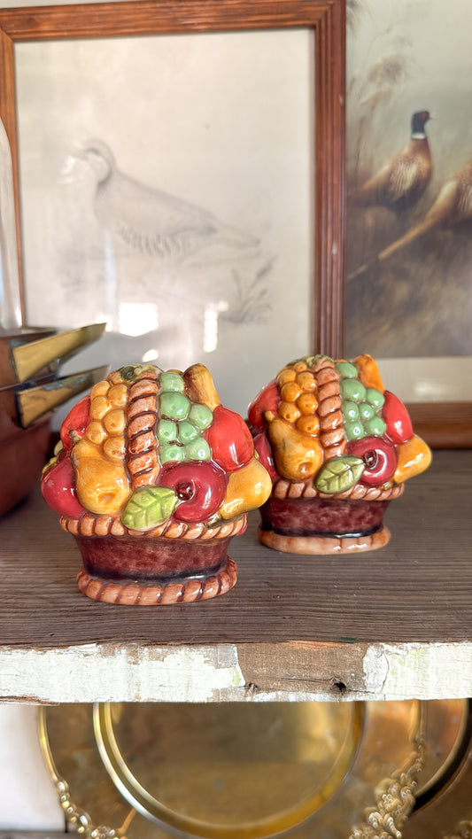 Vintage Fruit Basket S&P Shakers
