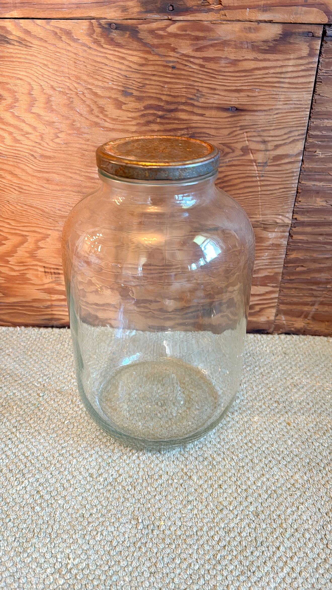 10.75" Tall Glass Jar w/ Rusty Lid