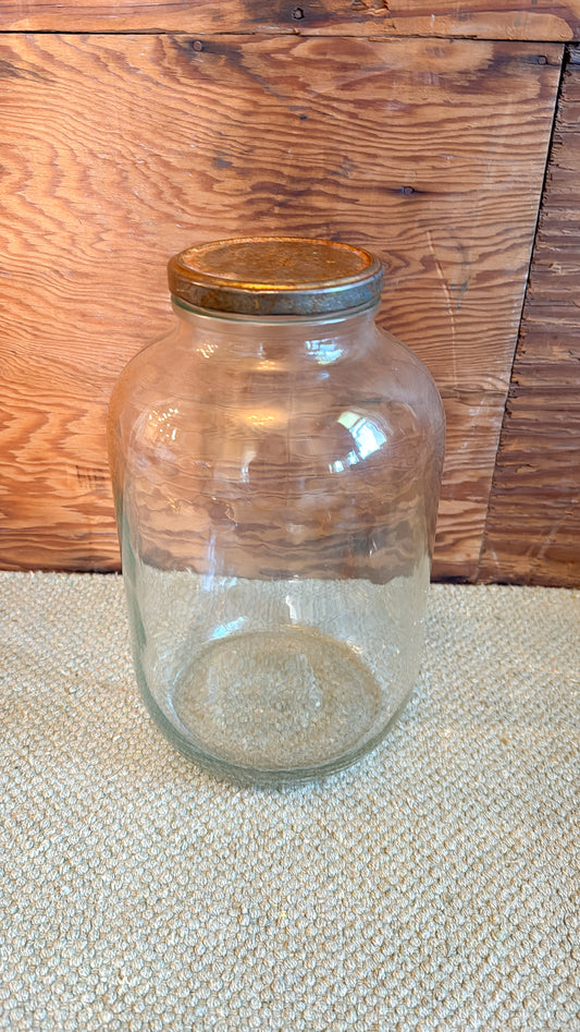 10.75" Tall Glass Jar w/ Rusty Lid