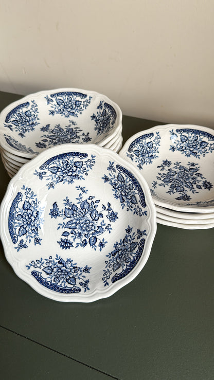 6.75” Blue Carnation Ironstone Bowl