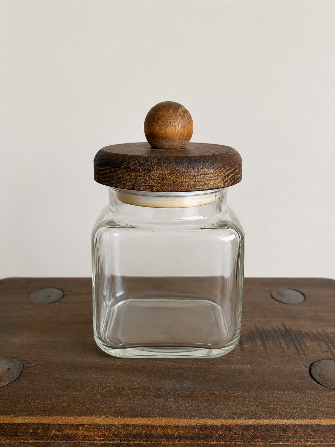 Vintage Jar w/ Wood Lid