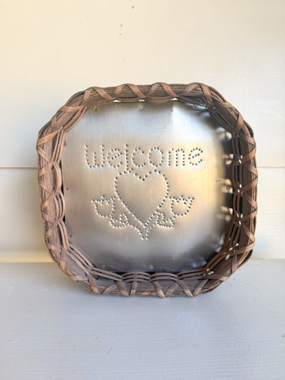 Vintage Tin Punch Heart Basket