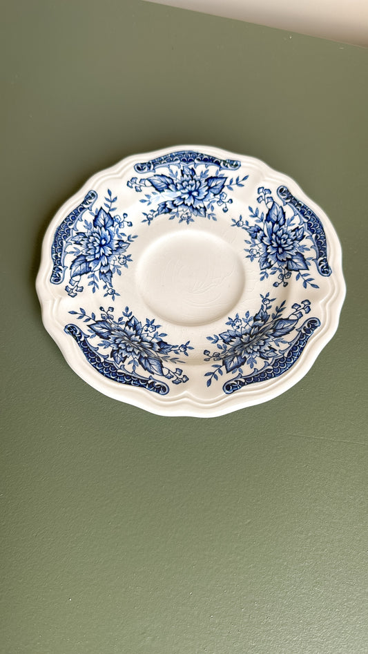 6” Blue Carnation Ironstone Saucer