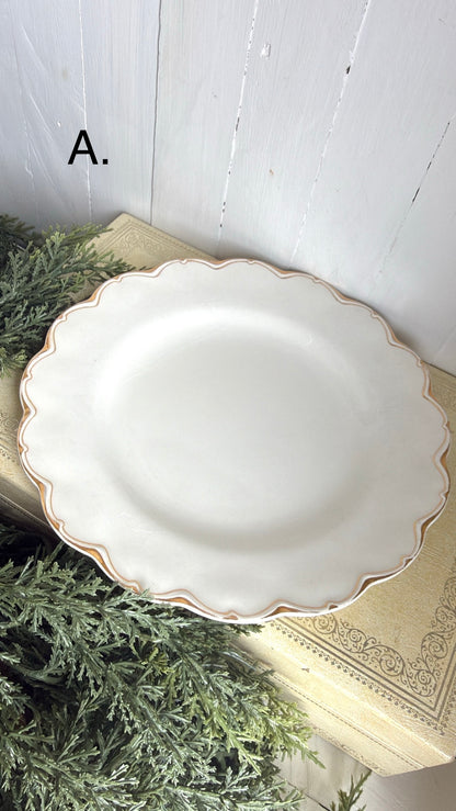 9” Scalloped Ironstone Plate