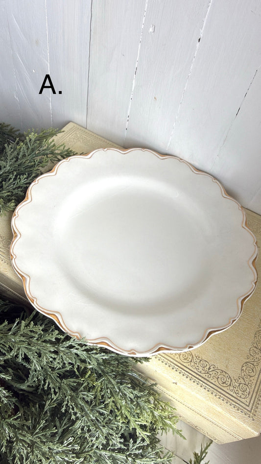 9” Scalloped Ironstone Plate