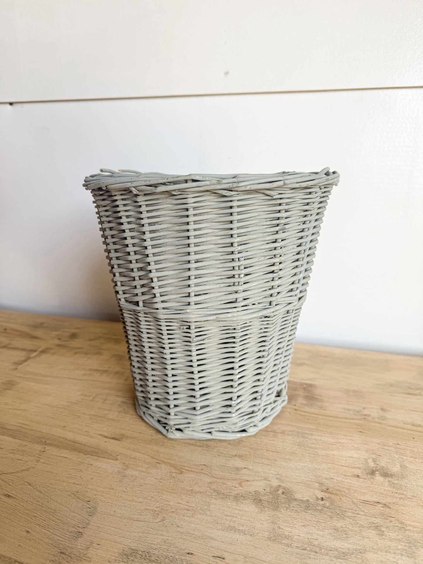10.5” Tall Light Sage Wicker Basket
