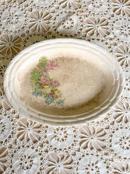 13.5” Floral Crazed Platter