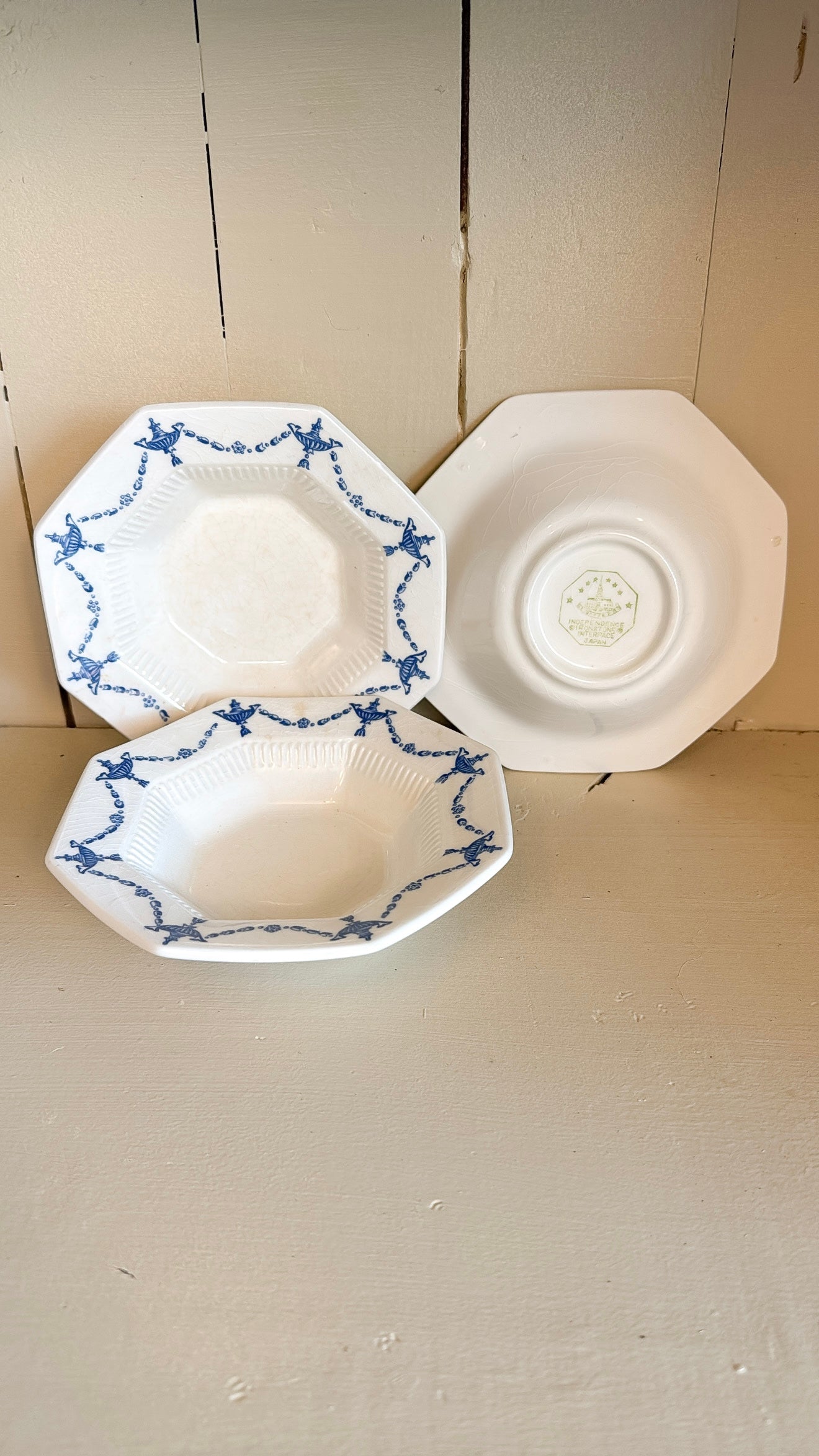 5.75" Set of 3 Octagonal Ironstone Bowls