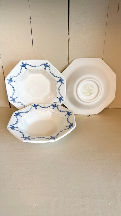 5.75" Set of 3 Octagonal Ironstone Bowls