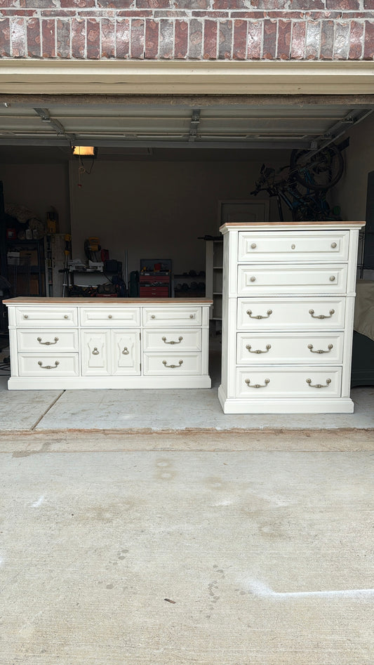 Bleached Top Dresser + Chest of Drawers Set
