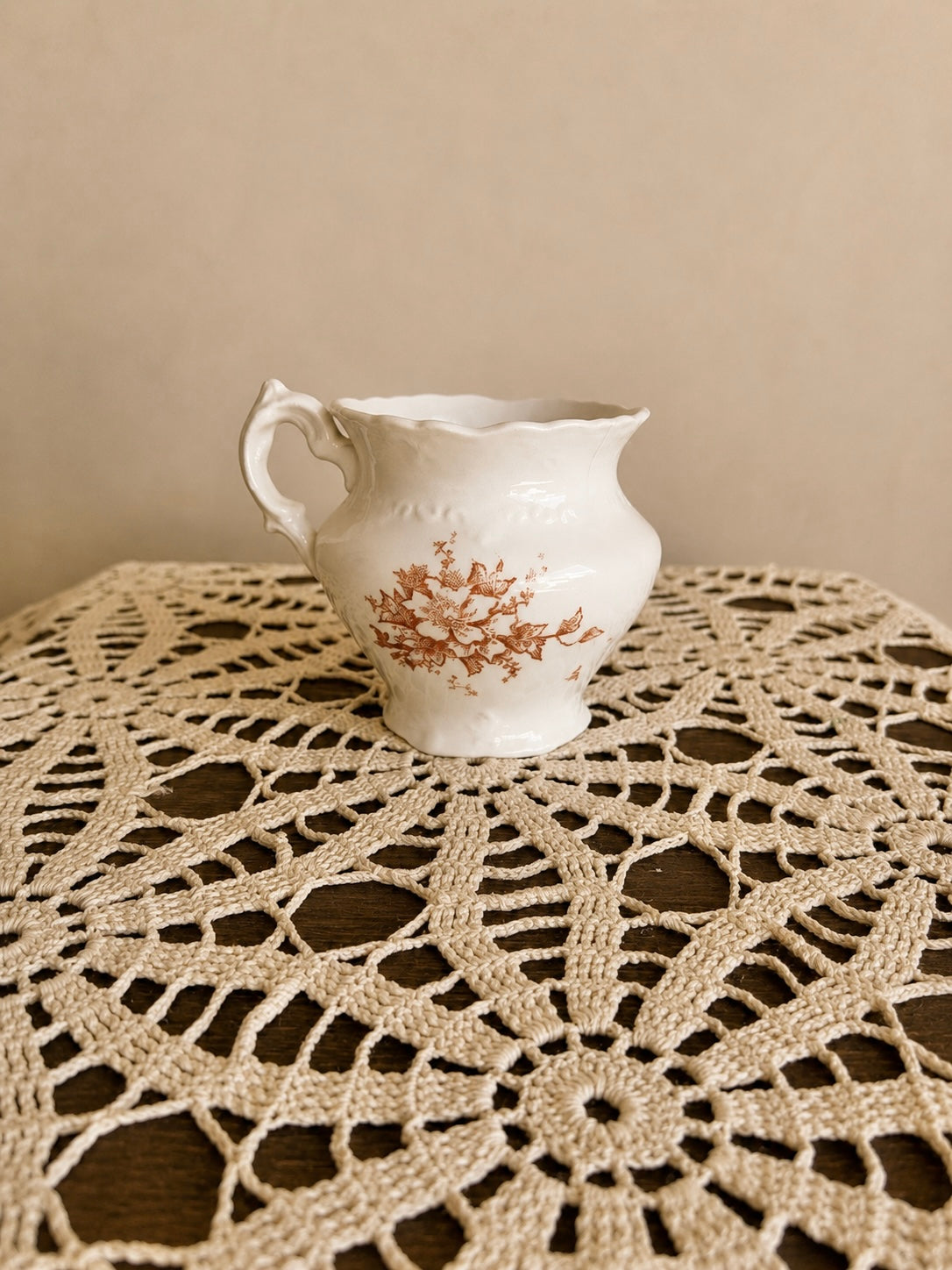 4” Tall Floral Ironstone Pitcher