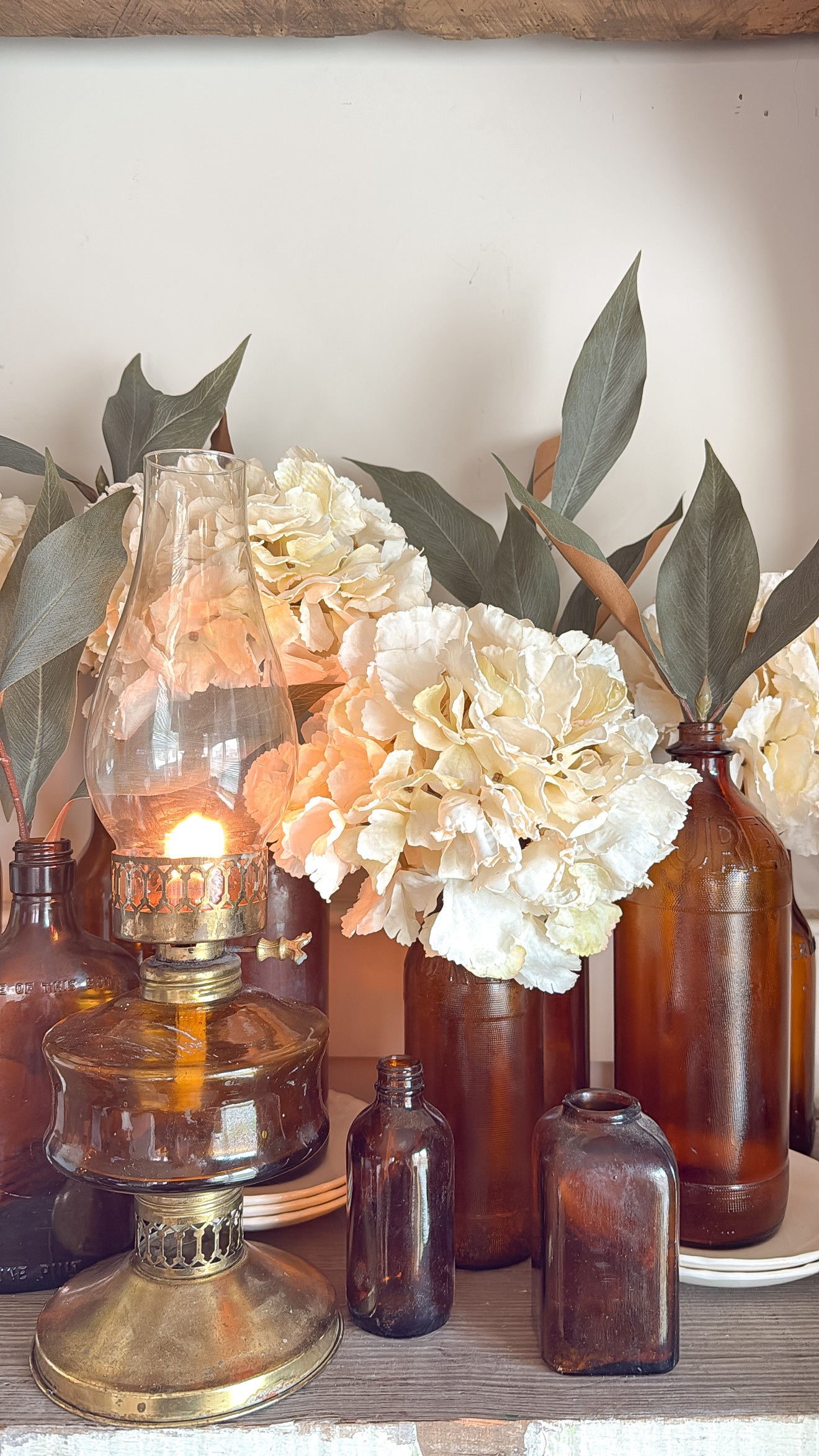 10.25”T Glass Amber Bottle