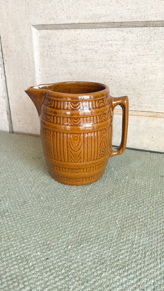 Vintage Pottery Barrel Pitcher