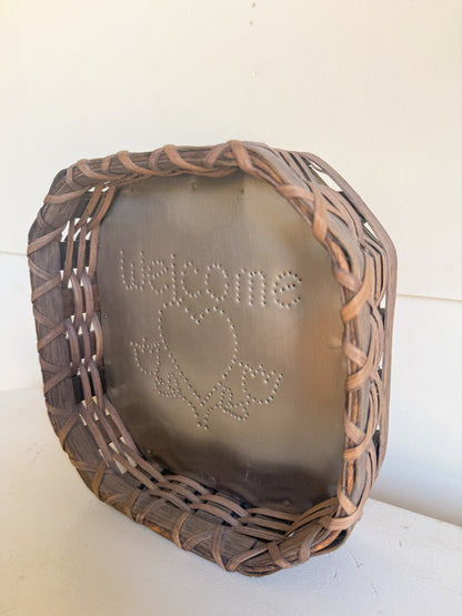 Vintage Tin Punch Heart Basket