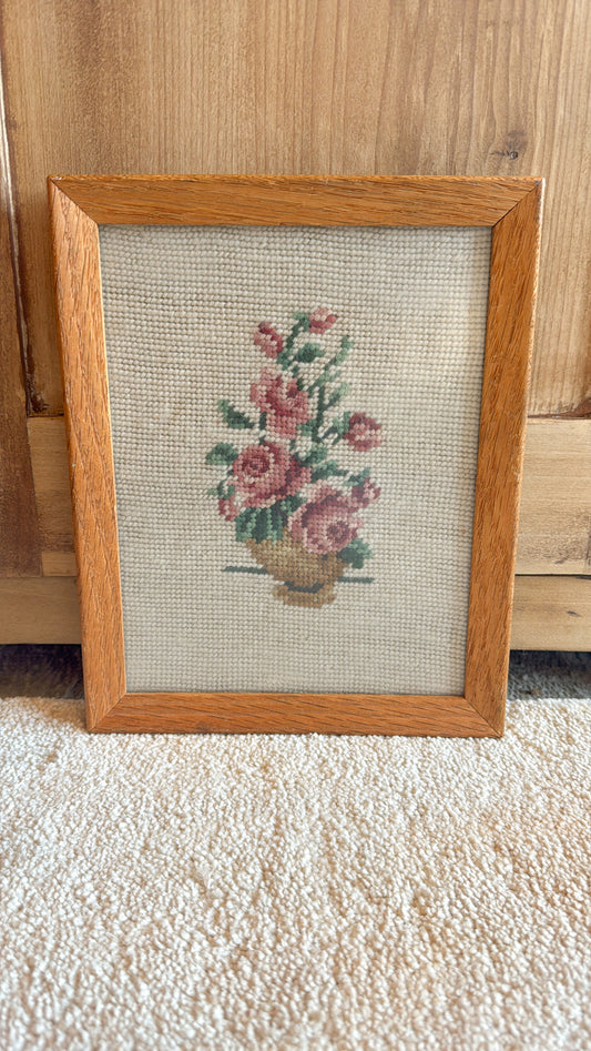 Pink Rose Floral Cross-stitch
