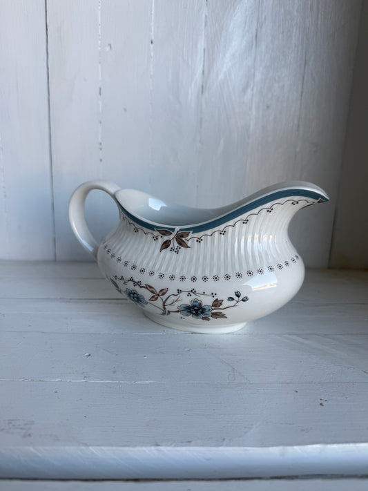 Blue & Brown Ironstone Gravy Boat