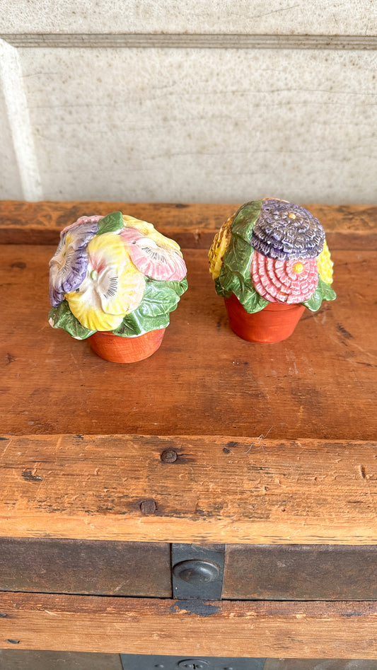 Floral Pot Salt & Pepper Shakers