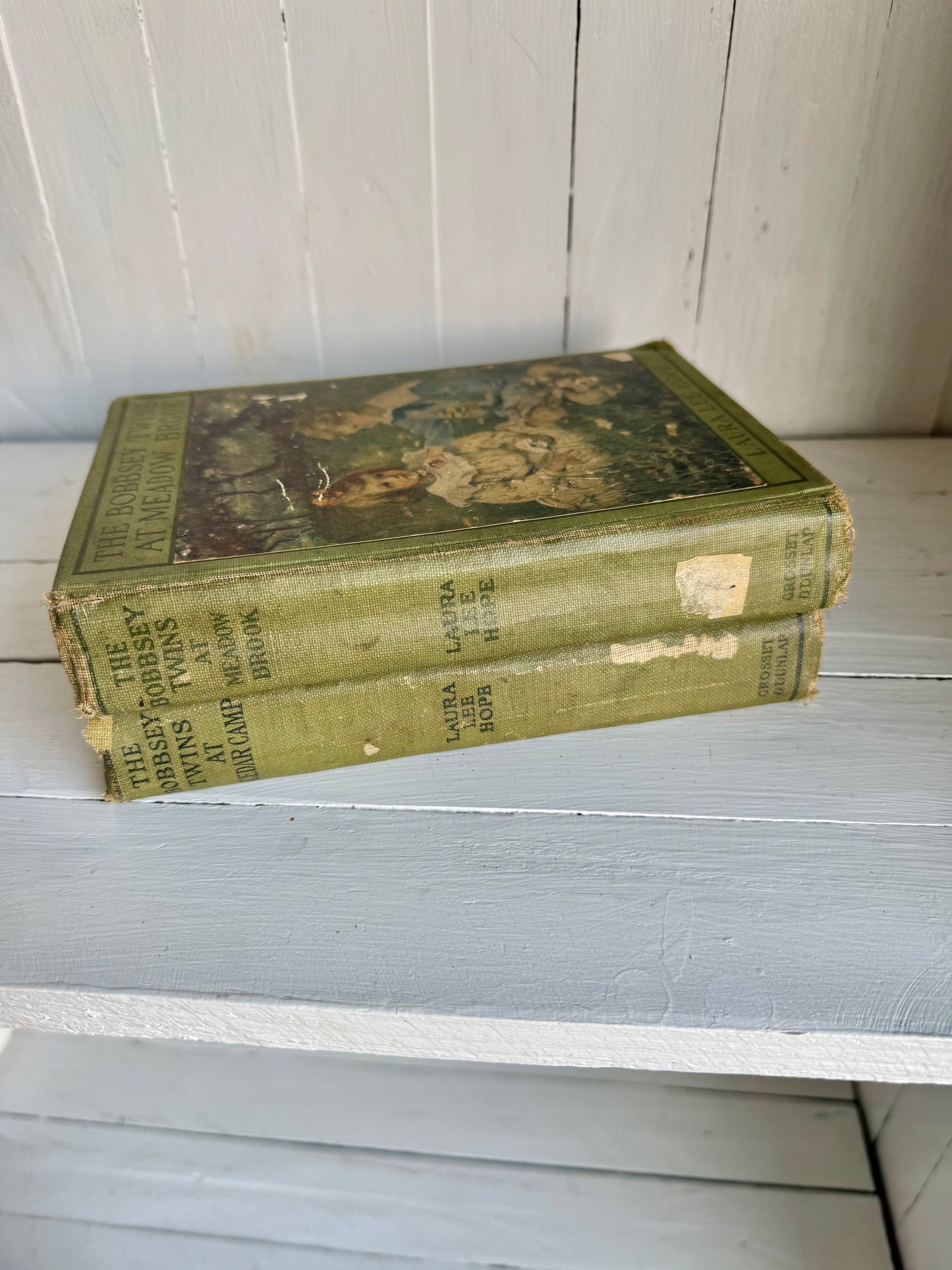 Pair of Old Vtg. Green Books