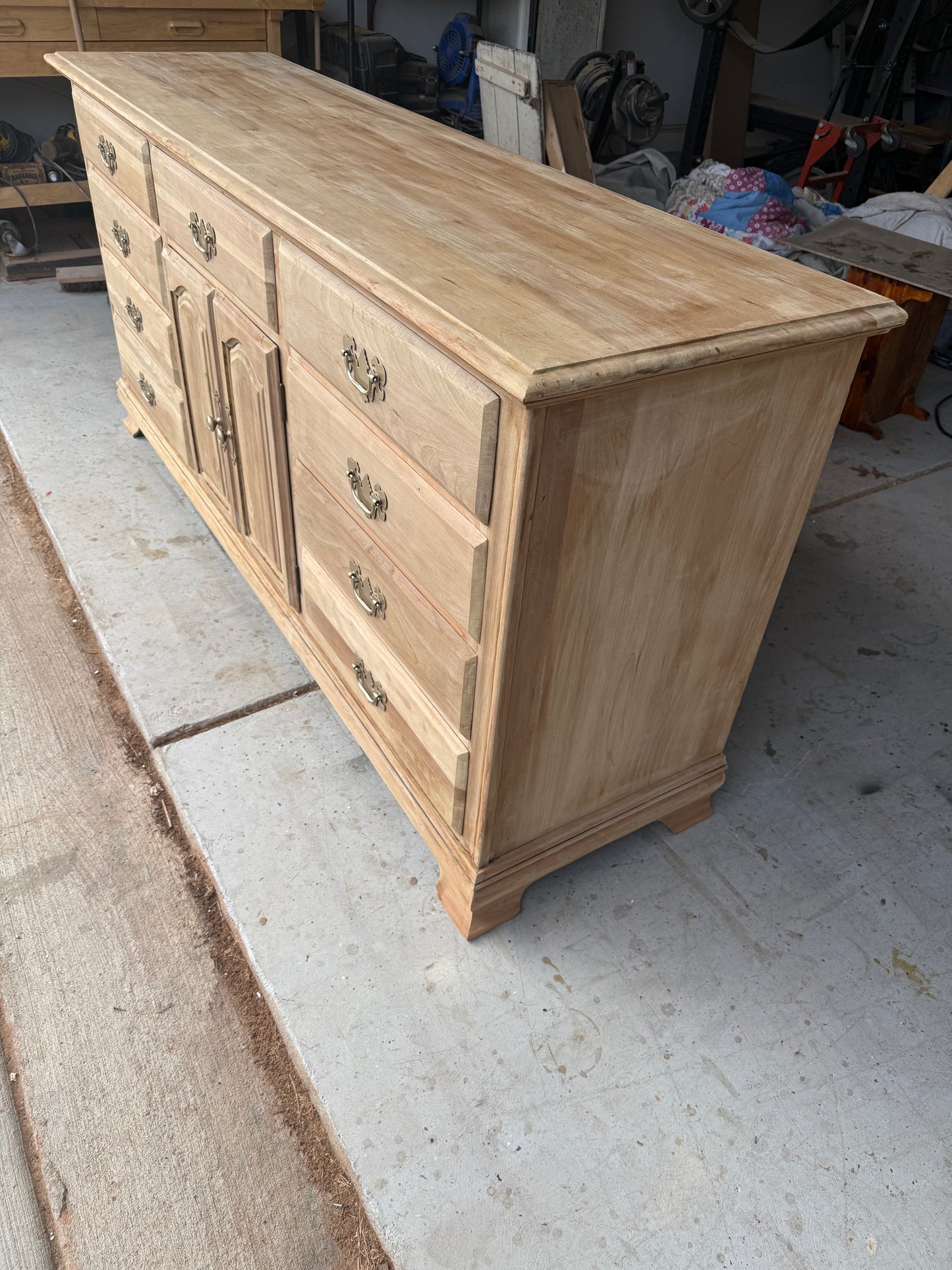 12-Drawer Bleached Dresser