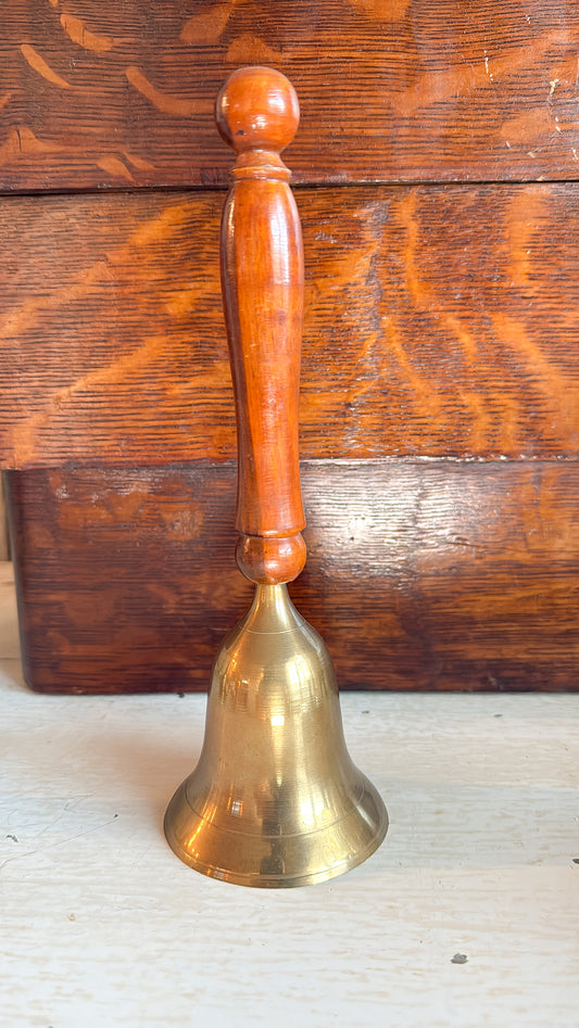 Brass Bell with Brown Wooden Handle