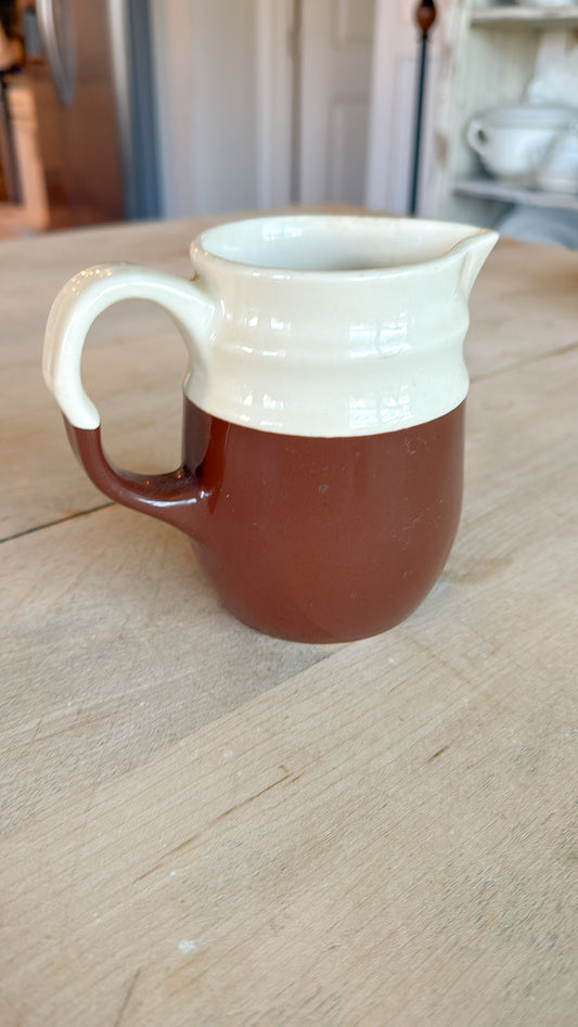 4” Tall Two Toned Stoneware Pitcher