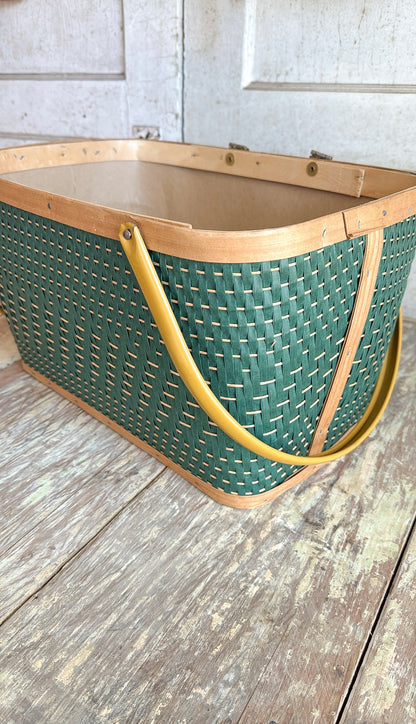 Vintage Green Handled Basket