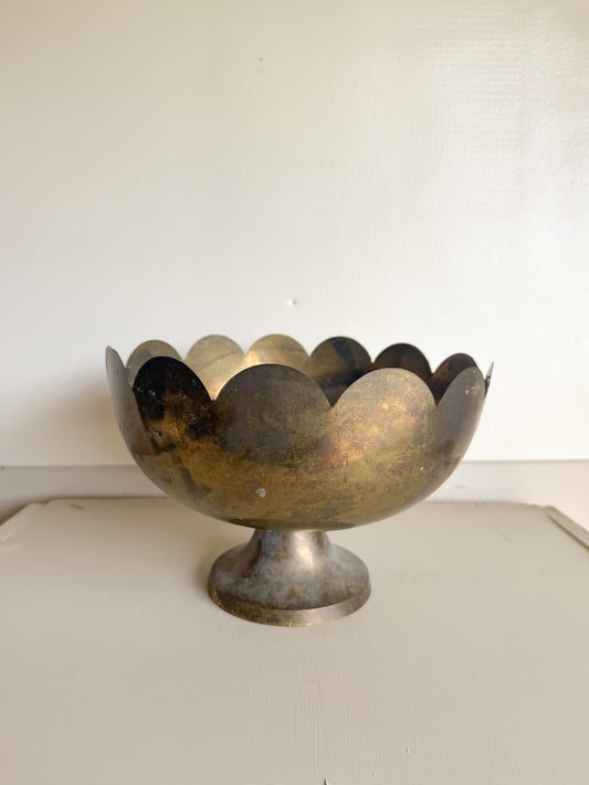 Brass Footed Scalloped Bowl