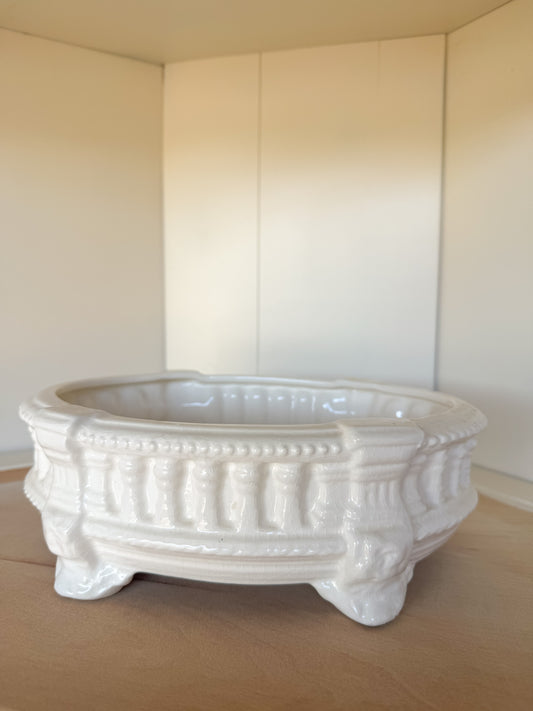 Crazed Ornate Footed Bowl/Planter