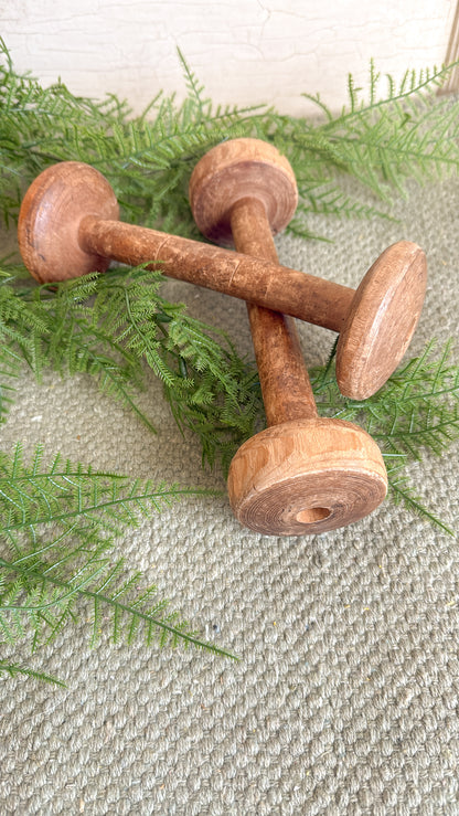 Pair of Old Wooden Spools