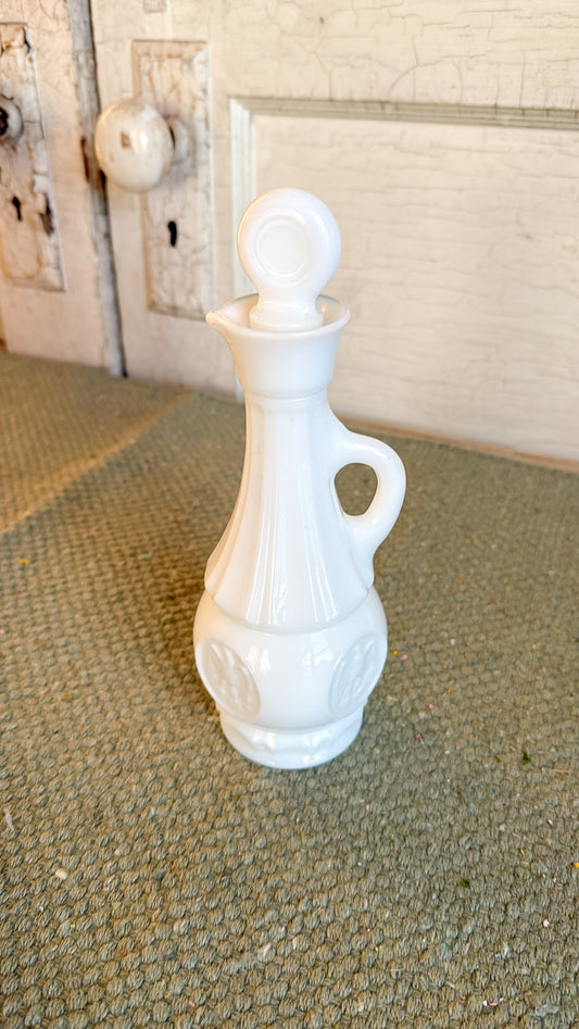 Milk Glass Oil and Vinegar Bottle