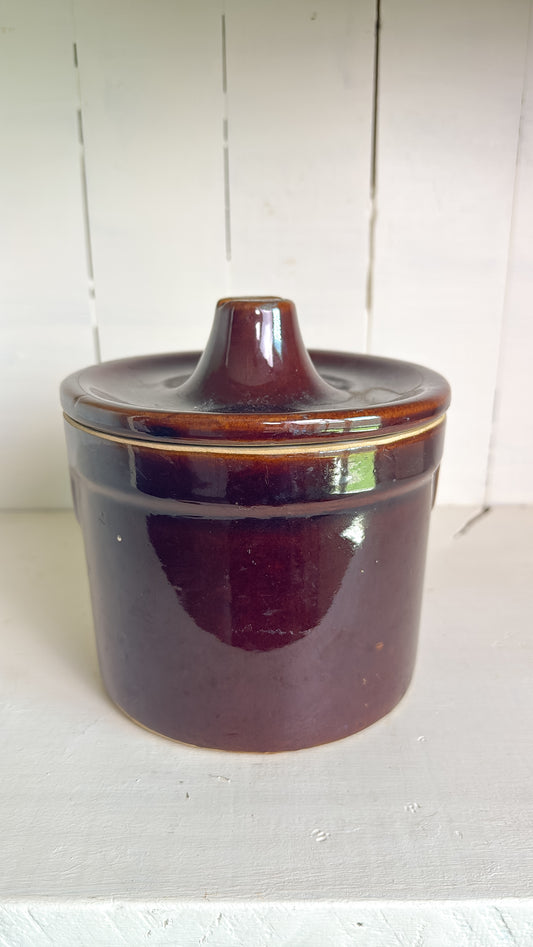 7" Tall Brown Butter Crock