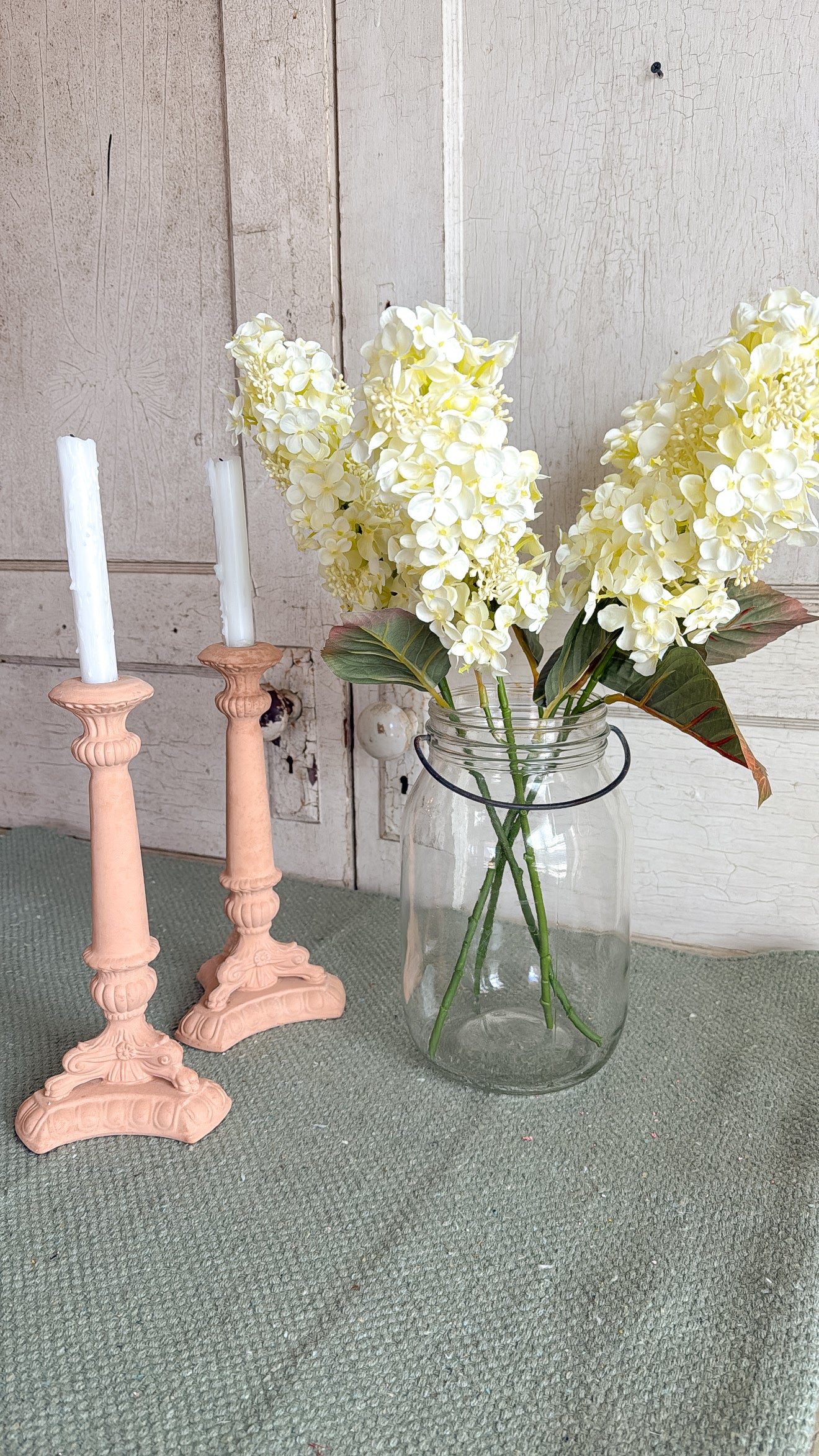 Vintage Pottery Pair of Candlesticks