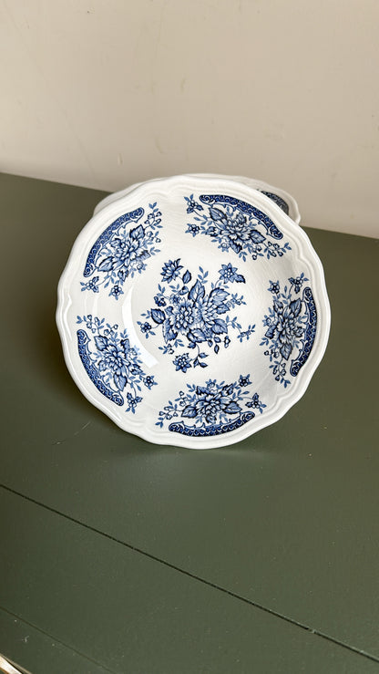 6.75” Blue Carnation Ironstone Bowl