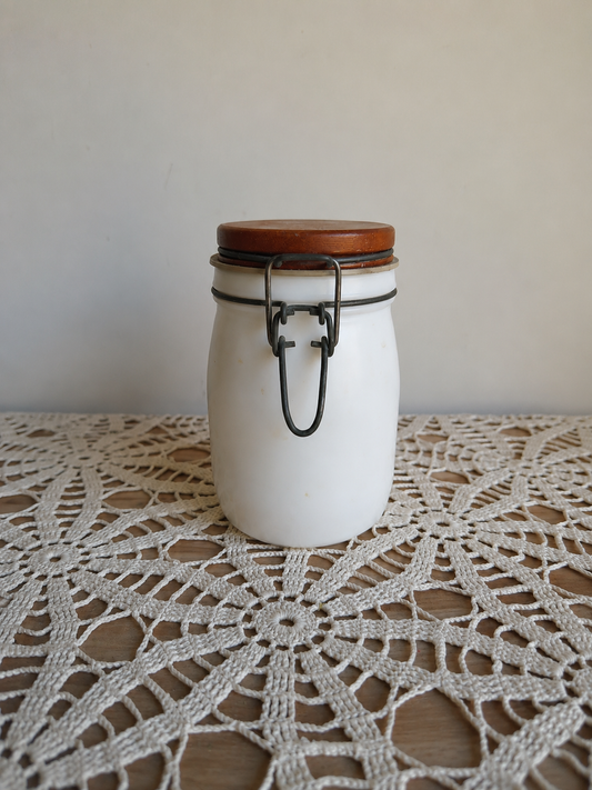 Milk Glass Lidded Latch Jar