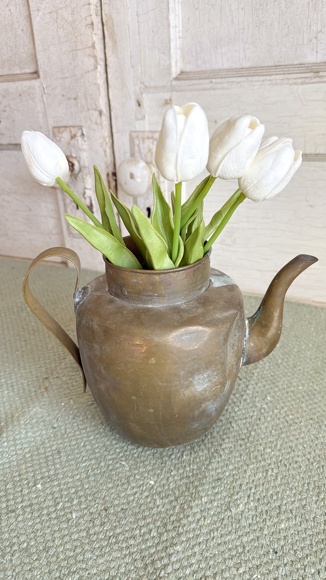 Old Tarnished Brass Tea Pot