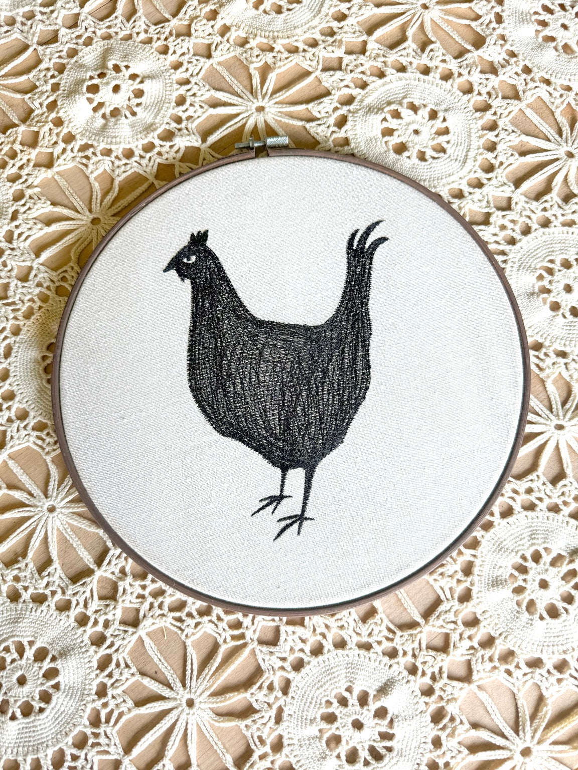 Vintage Chicken Embroidery Hoop