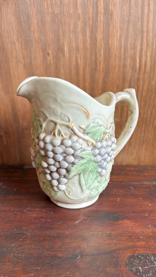 Vtg. Ceramic Grapevine Pitcher