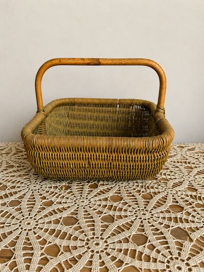 Vintage Rattan Handled Basket