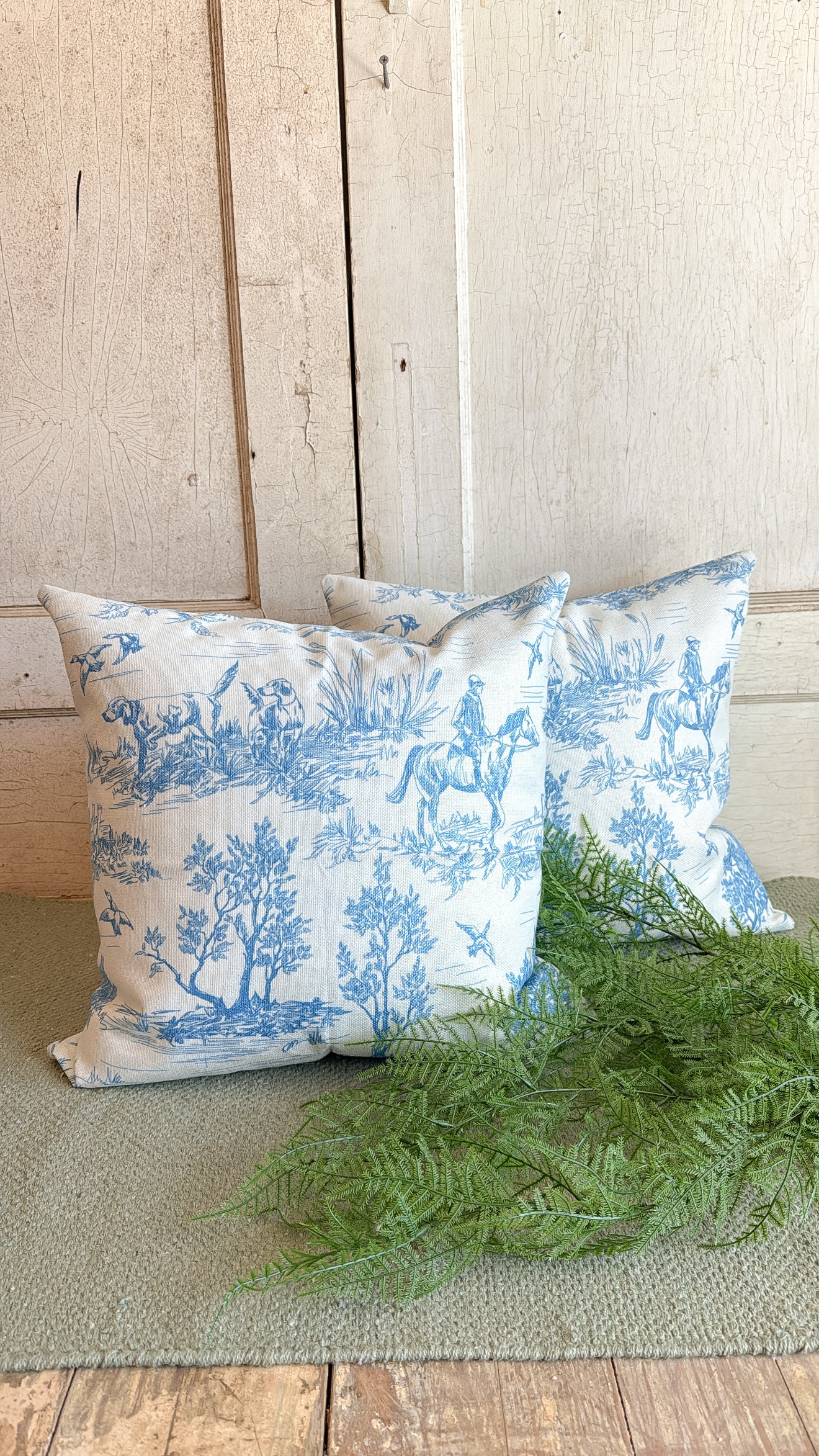 Blue and White Toile Pillow