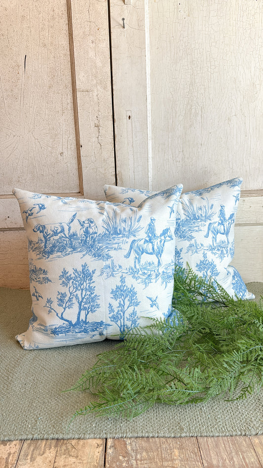 Blue and White Toile Pillow