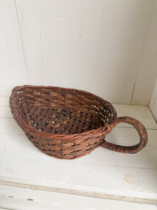 Vtg. Leaf-Shaped Wicker Basket