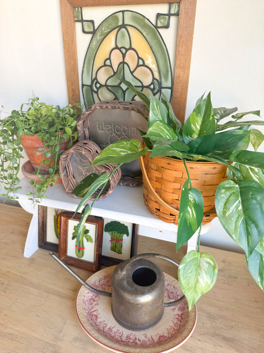 11.25” Crazed Pink Floral Platter