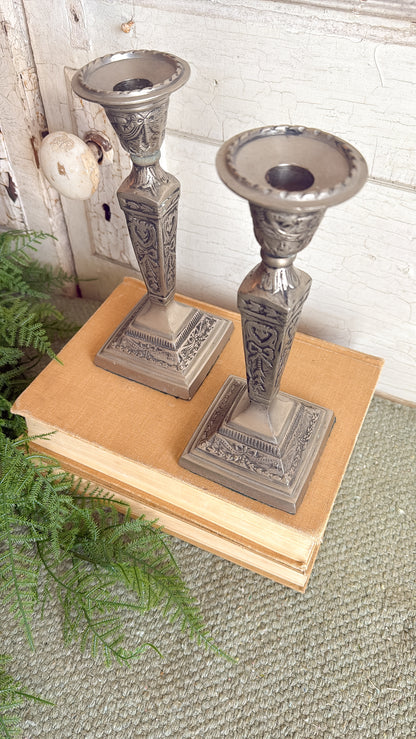 Pair of Vintage Silver Plated Candlesticks