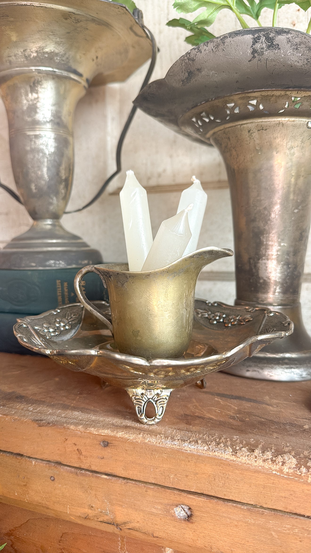 Silver Floral Embossed Footed Bowl