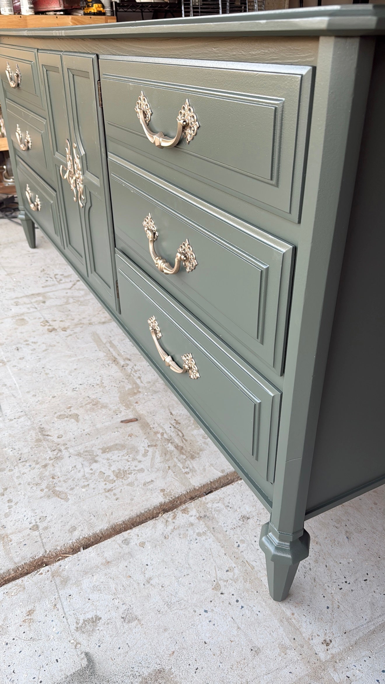 Solid Wood Green Dresser