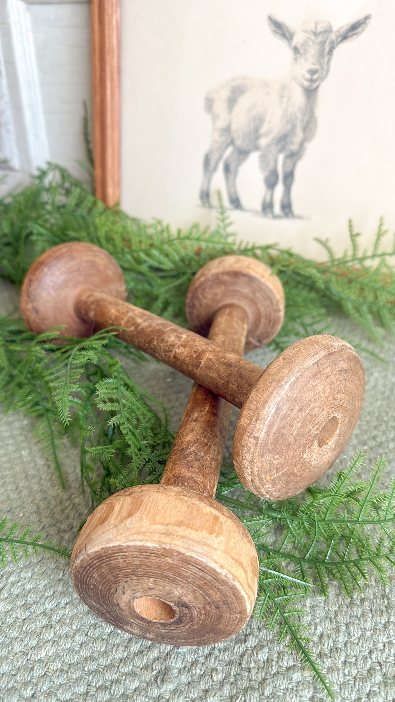 Pair of Old Wooden Spools